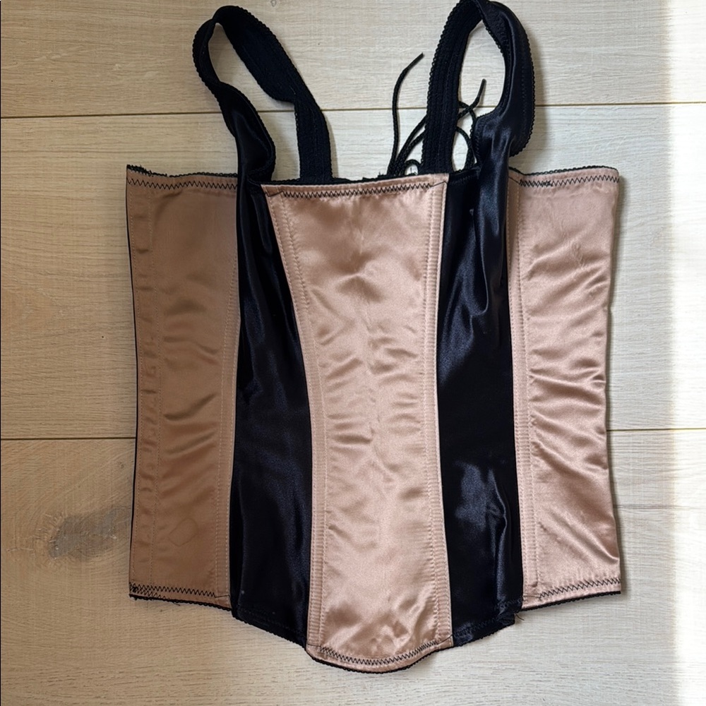 Black and Tan Corset with Structured Boning